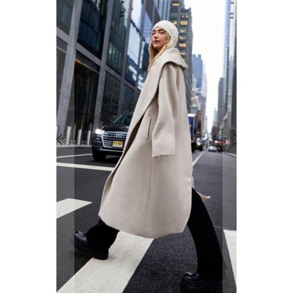 Tom Gutie Solange Baby Alpaca Suri Merino Wool Draped Coat Belted Medium - Picture 2 of 16